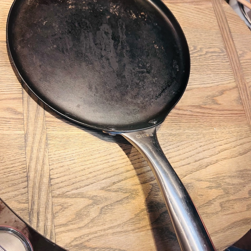 Chefs Brand Sleek Black Iron Crepe Skillet-heavy!
